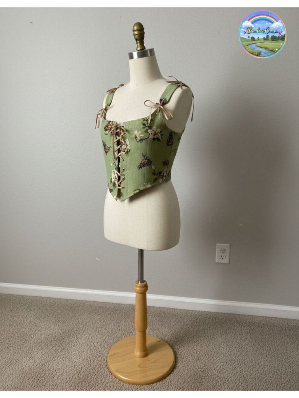 Vintage Floral Corset Lace Up Tie Front Bustier Top